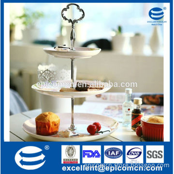 Europe floral design round 3 tiers porcelain cake stand for banquet